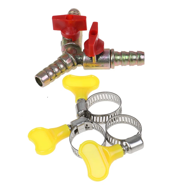 【Y Type 3 Way Shut Off Ball Valve With Clamp Fitting Hose Barb Fuel Gas 10MM】