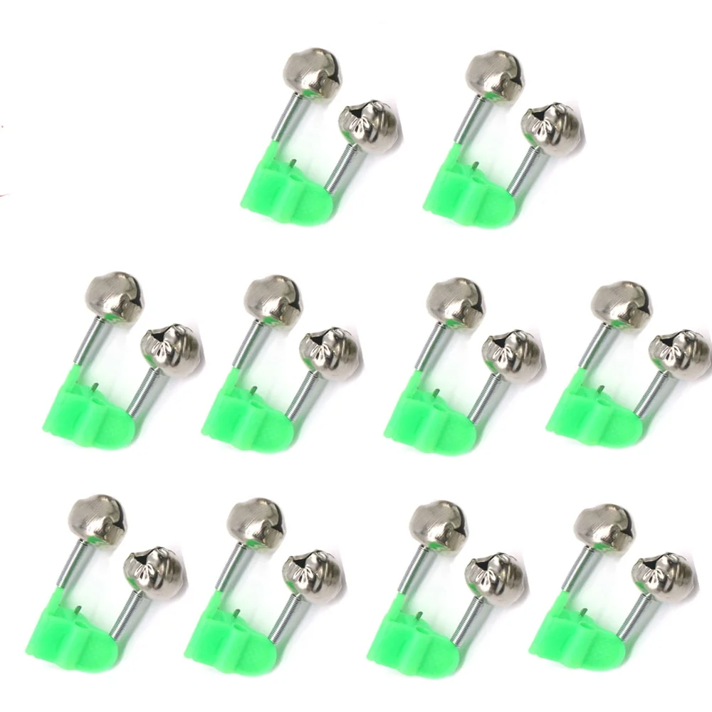 10Pcs Rod Tip Clamp Fishing Pole Fish Bite Lure Alarm Alert Twin Bell Ring Clip Fishing Bell