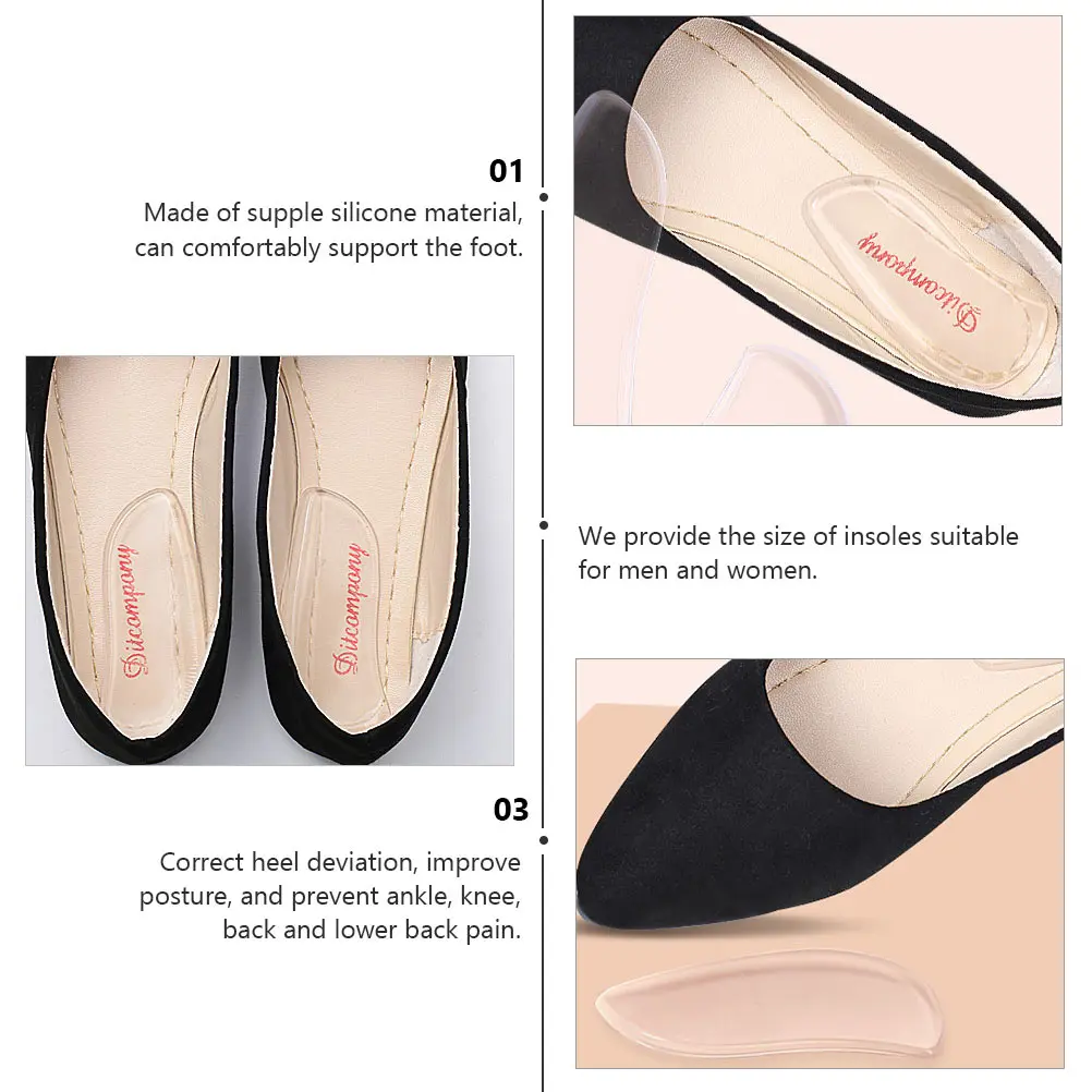 

4 Pairs Heel Orthopedic Pad Insole Supporting Work Boot Silicone Self Adhesive Back Correct High Low Differences Flatfoot