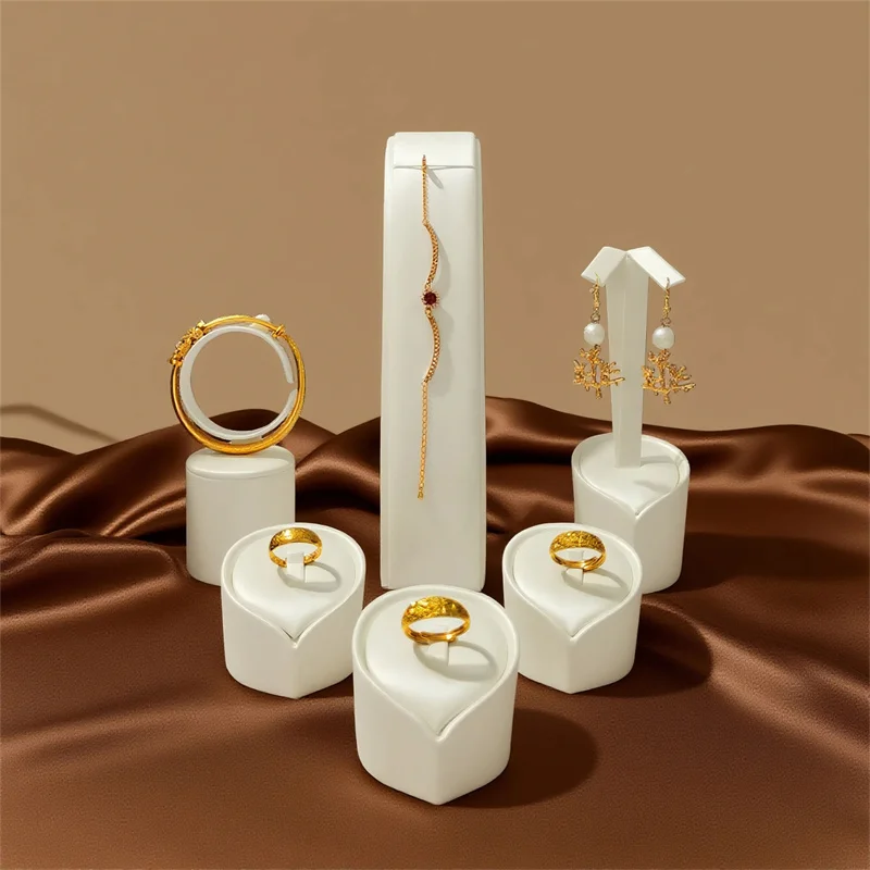 

Jewelry Display Stand White PU Leather for Necklace Ring Earring Anti Scratch Easy Clean Store Window Exhibition Retail Showcase