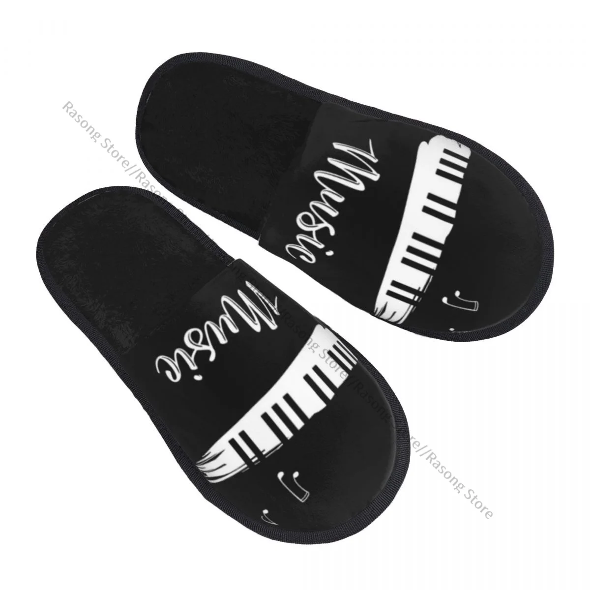 Music Element Piano Keys Slipper For Women Men Fluffy Winter Warm Slippers Indoor Slippers