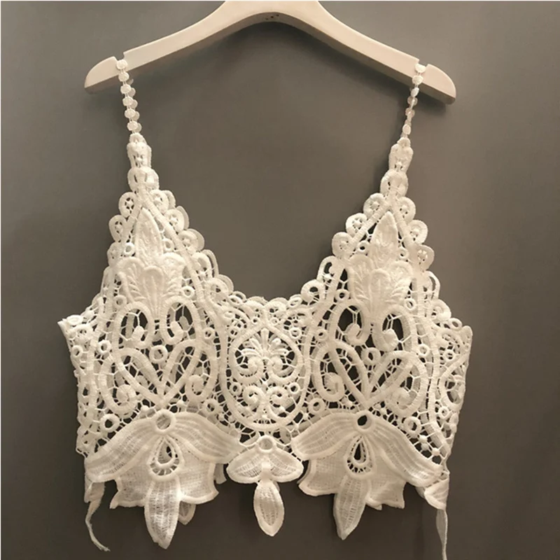 Lace Short Sleeve Women\'s Vest Outerwear Overlap Hollow out Backless Top Cotton Blend Summer Loose Fit Fashion Trend