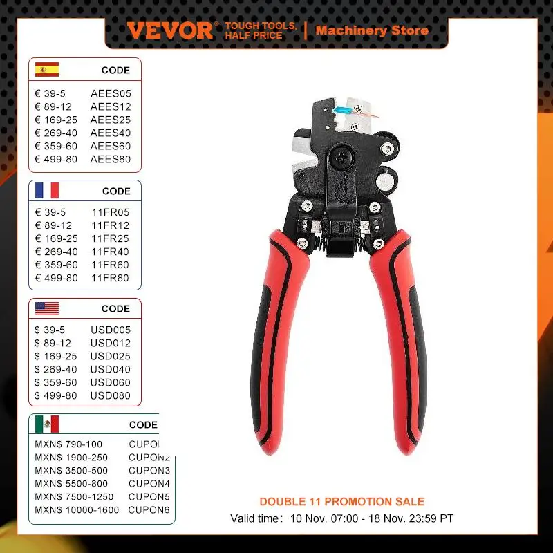 VEVOR 4 in1 spelafili in fibra ottica con 3 fori Miller Clamp Wire cutter pinze spelafili strumento professionale per reti in fibra FTTH