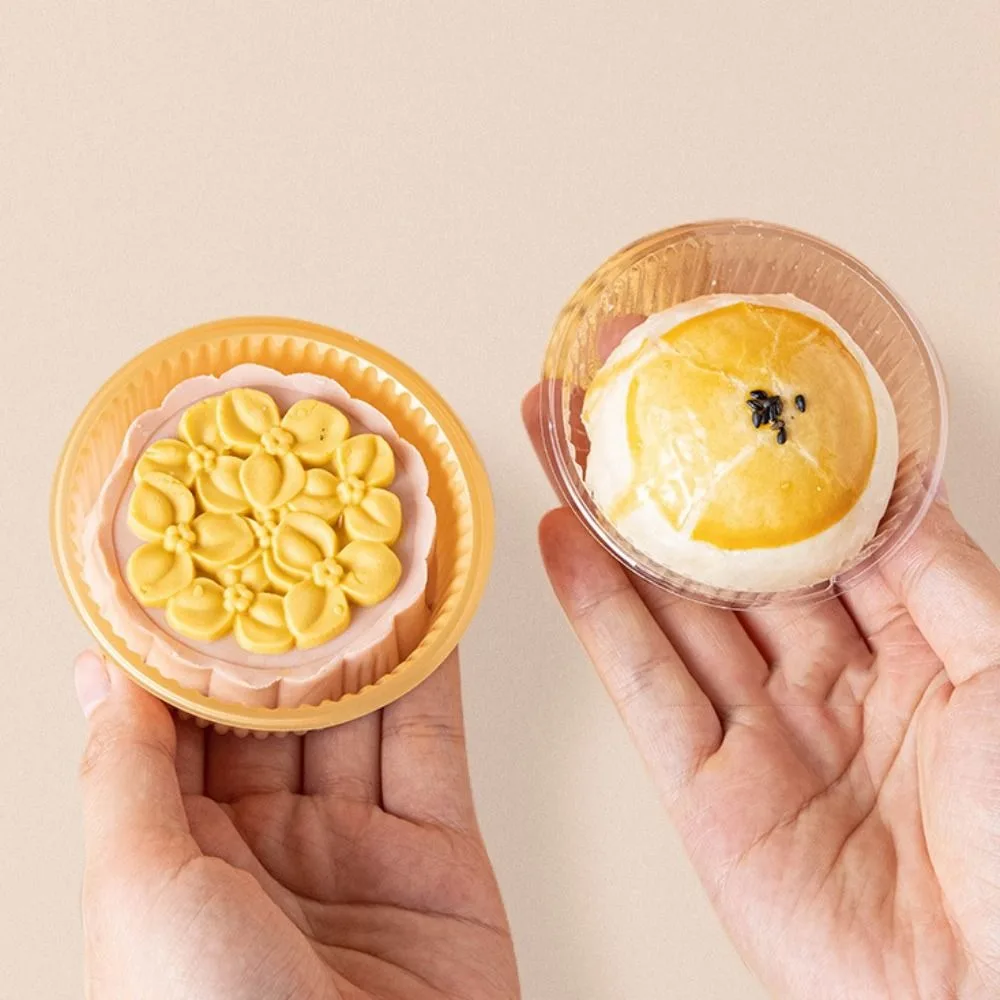 

100pcs Round Mooncake Inner Tray Plastic Transparent/yellow Pastry Packaging Boxes Thickened Moon Cake Holder Cookie