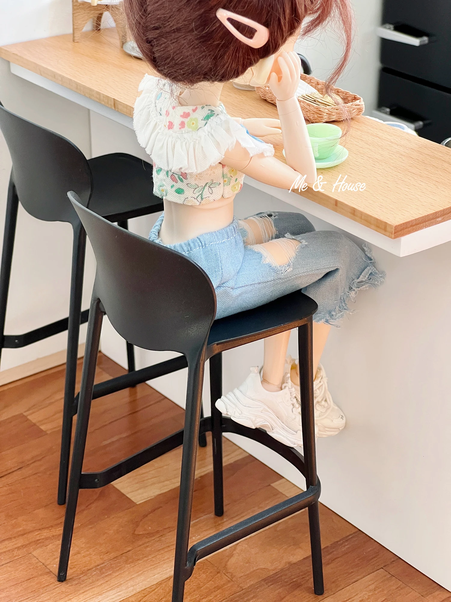 

1:6 Doll House Model Furniture Accessories Bar Chair Dining Chair 2pcs Set Bjd Ob11 Gsc Blyth Soldier Lol Dollhouse Miniatures