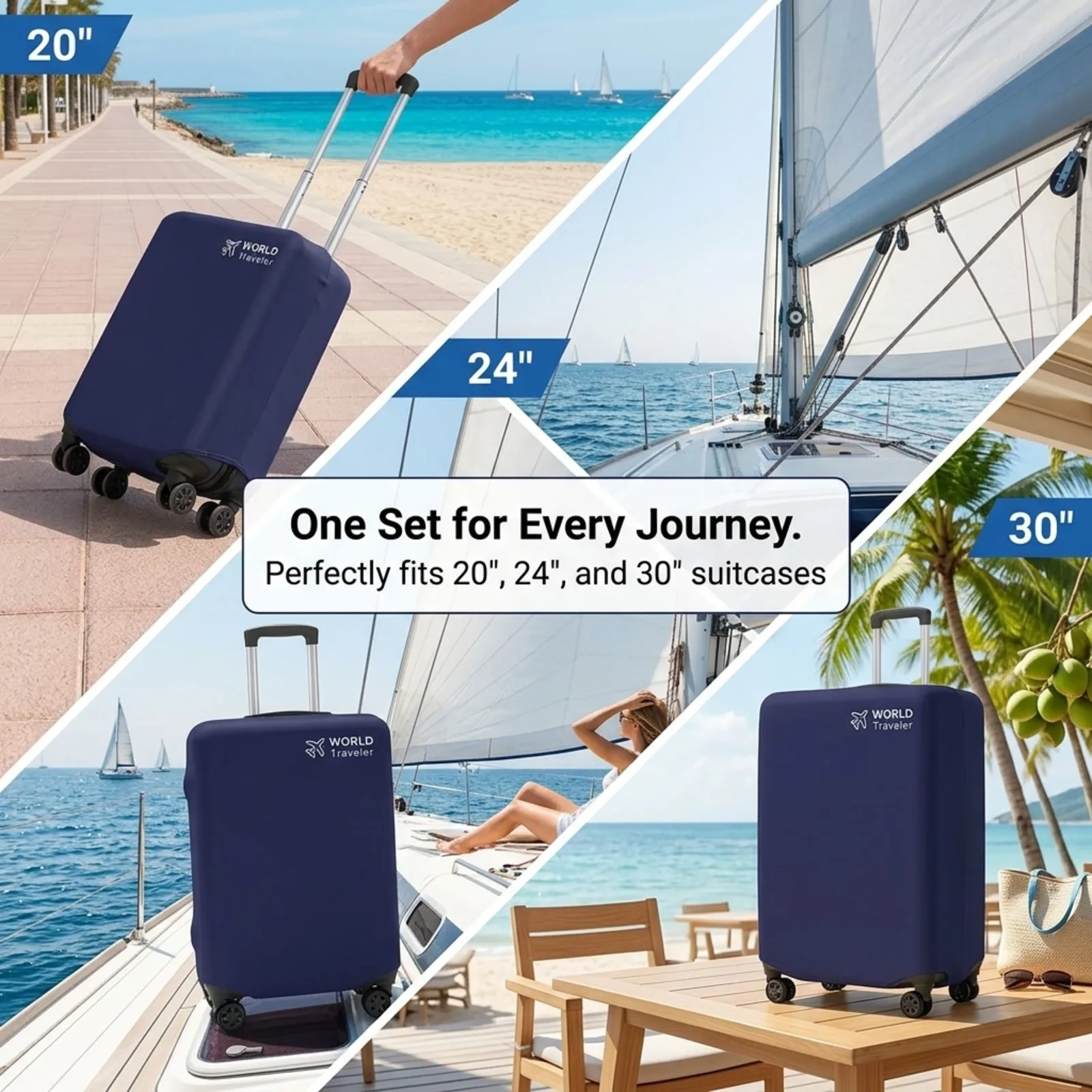 3-Piece Set of Suitcase Storage Covers, Blue Protective Covers for Three Different Sizes of Trolley Cases, Non-Woven Fabric Suitcase Covers, Moisture-Proof and Wear-Resistant, Essential for Business Trips and Travel