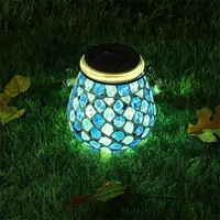 Mosaic Solar Mason Jar Lights Outdoor Waterproof Hanging Light Romantic Atmosphere Landscape Lamp For Garden Patio Decoration