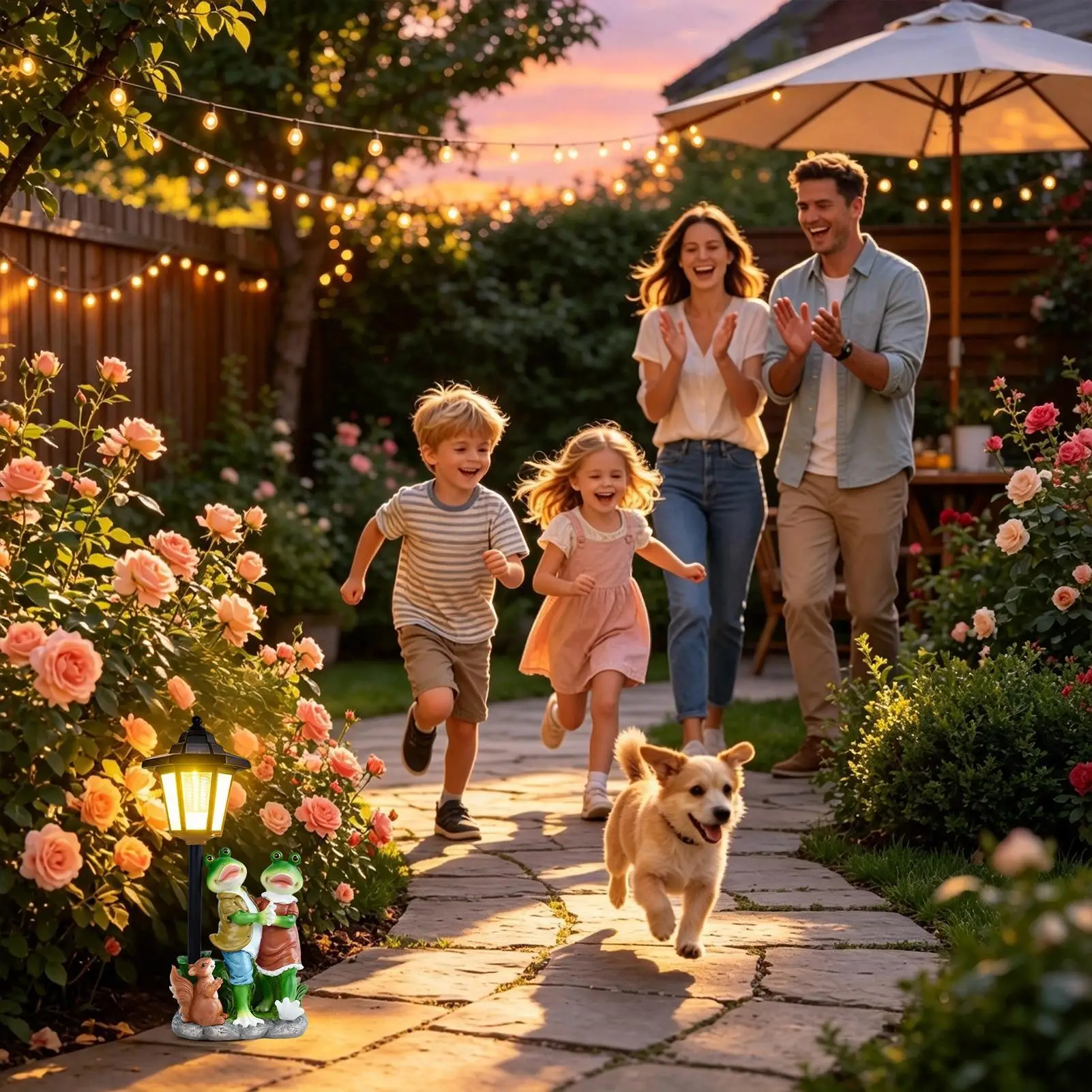 Garden Statues Light Up Auto On/off Resin Sculpture Lighting Outdoor Statues With Solar Lantern For Home Garden Yard Lawn