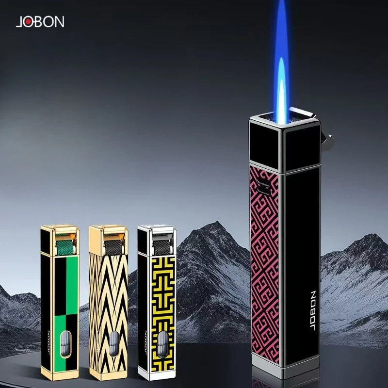 

Надувная зажигалка JOBON с прямой зарядкой, с видимым окном уровня газа, высококачественный подарок, ветрозащитная металлическая бутановая зажигалка