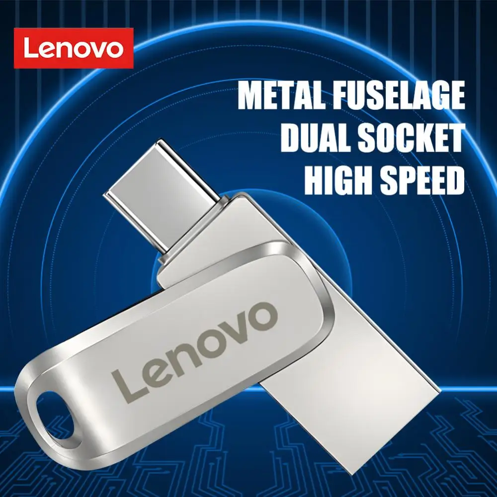 

Lenovo Type C USB Flash Drive 16GB 32GB 64GB 128GB Pendrive OTG Memory Stick Metal USB stick High Speed 3.0 Flash stick For Phon