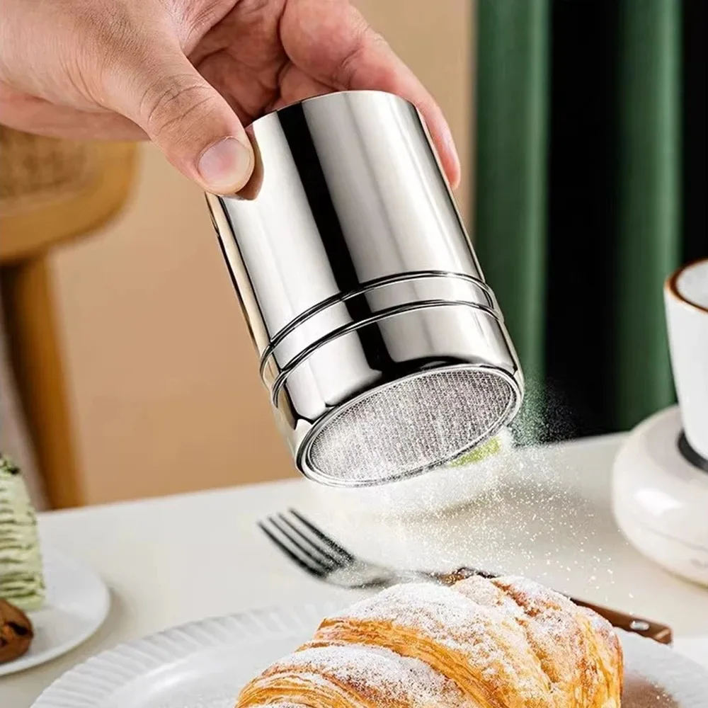 1pc-Silver stainless steel mesh tube type dusters dusting salt shaker spice jar Salt Sugar Pepper Shaker Box Cocoa Icing Powder