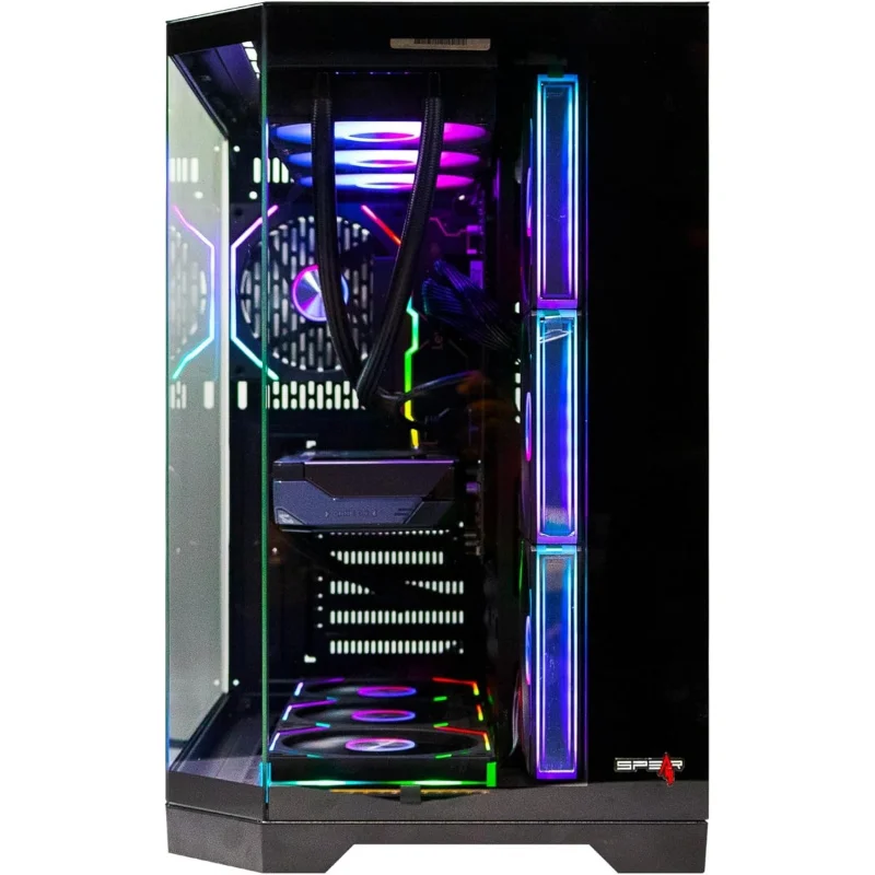 كمبيوتر الألعاب – i5-14700F، RTX 5060 8GB، 16GB DDR5، 1TB NVMe SSD، مبرد سائل 360 مم مع شاشة LCD، 600W PSU، 7 ARGB مراوح مع جهاز تحكم عن بعد