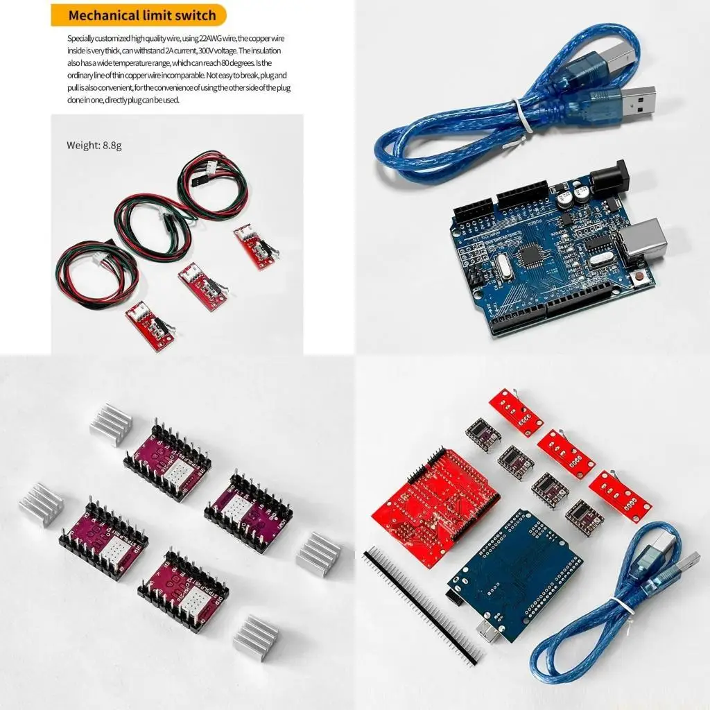 

Nema17 Шаговый двигатель 42 Двигатель + Shield Гравировальный станок Запчасти для 3D-принтера + 3 шт. A4988 Плата