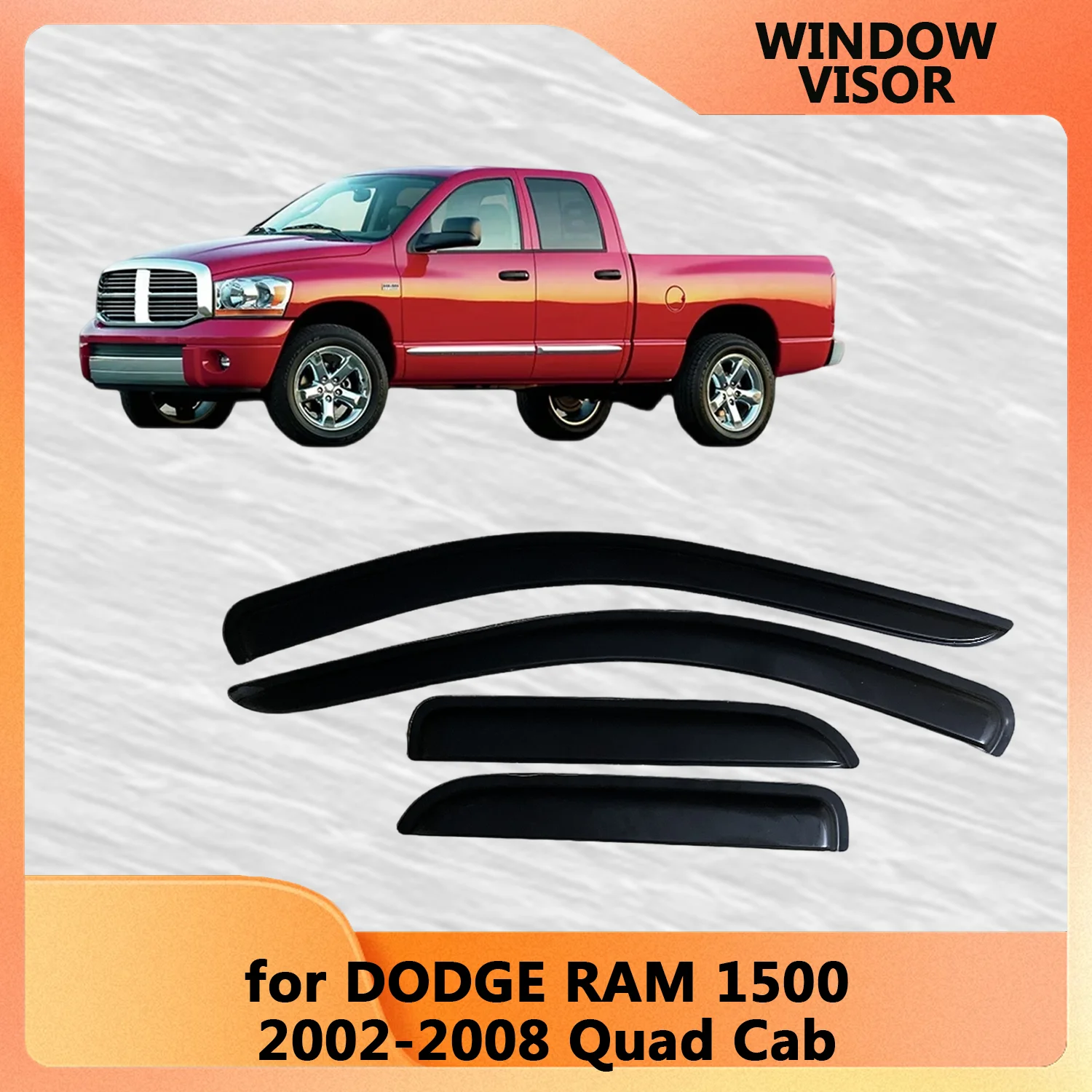 

Оконный козырек для Dodge Ram 1500 Quad Cab, расширенная кабина 2002, 2003, 2004, 2005, 2006, 2007, 2008, ветровые дефлекторы, защита от дождя, дверной козырек