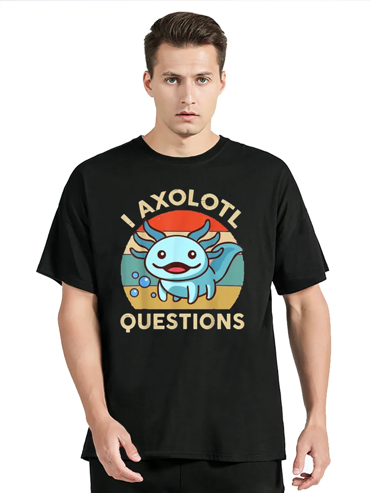 I Axolotl Questions T-Shirt Kids Blue Salamander Plush Axolotl-Lover T Shirt Men's Clothing Oversized Graphic Cotton Tshirt Tops