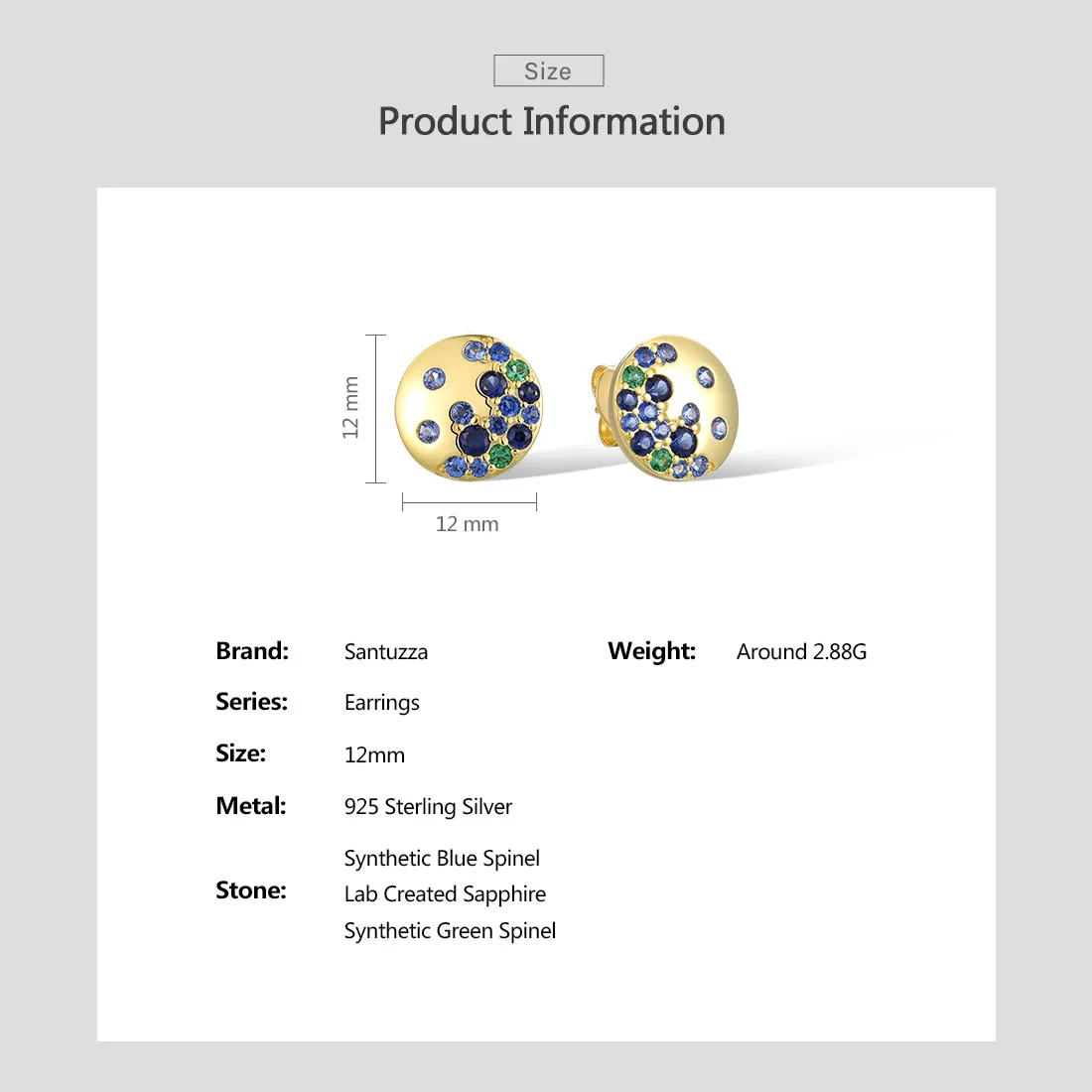 SANTUZZA Authentic 925 Sterling Silver Stud Earrings For Women Sparkling Pink & Blue Spinel Sapphire Delicate Gifts Fine Jewelry