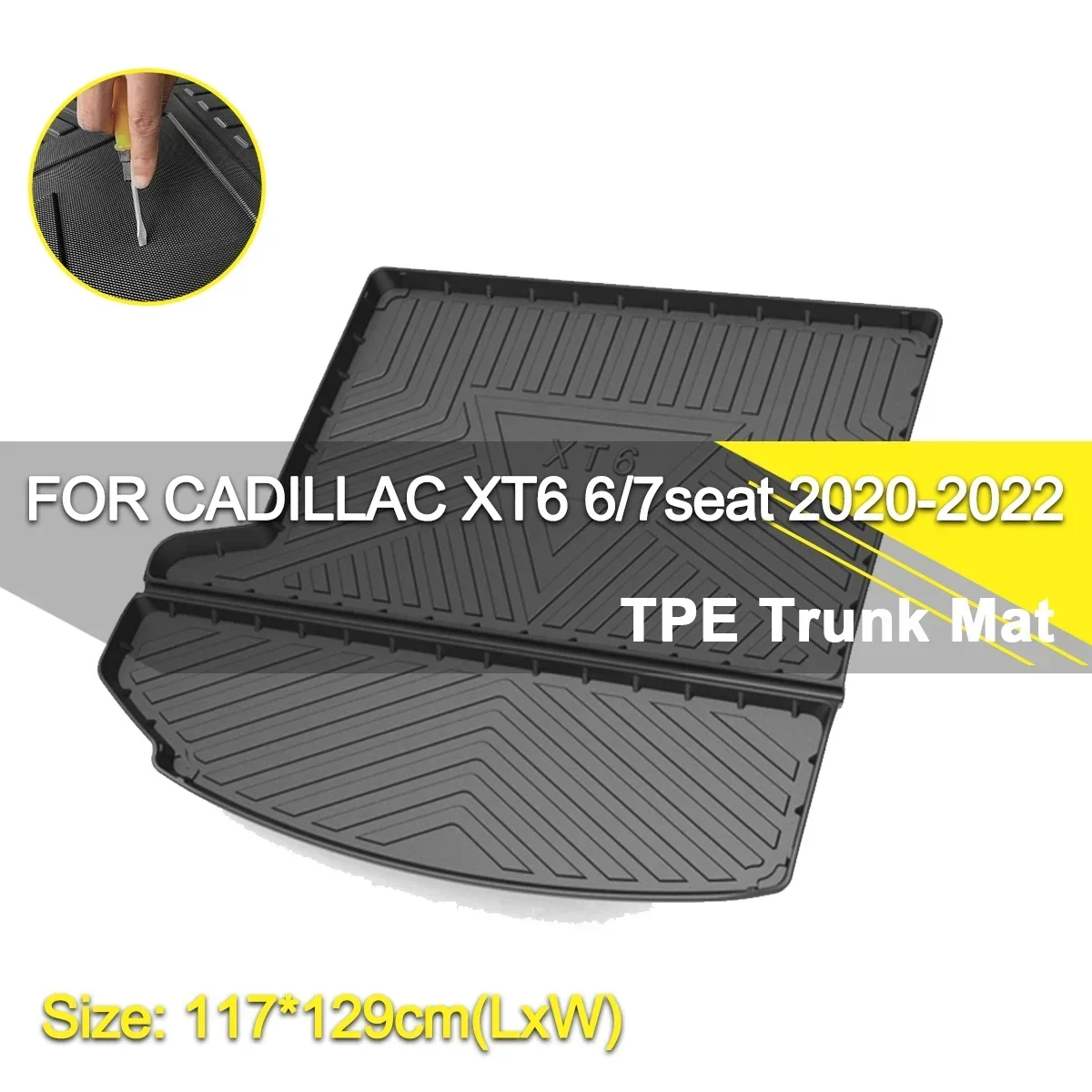 

Car Rear Trunk Cover Mat Waterproof Non-Slip Rubber TPE Cargo Liner Accessories For Cadillac XT6 6/7 Seater 2020-2022