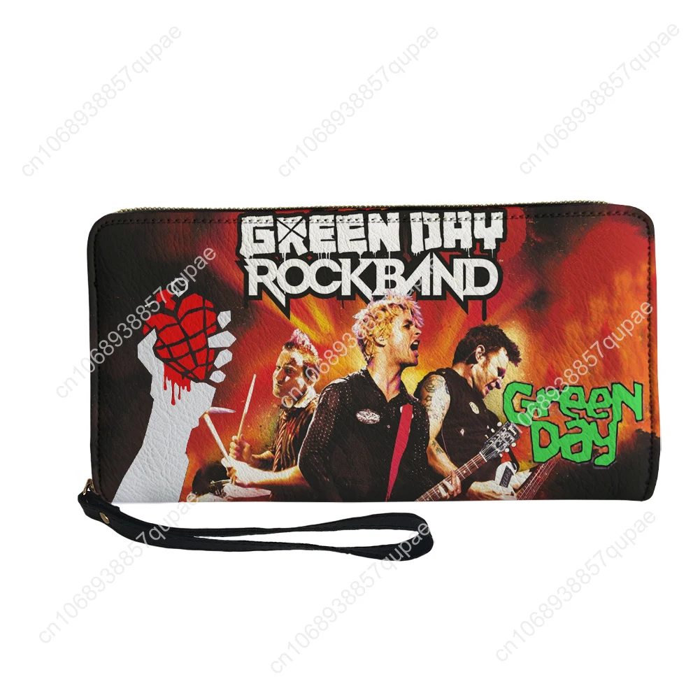 Green Day Pop Rock Band Custom Wallet Purse Mens Womens Teenagers Zipper Long Wallets Double Print  Portable Wallet Gift Bag