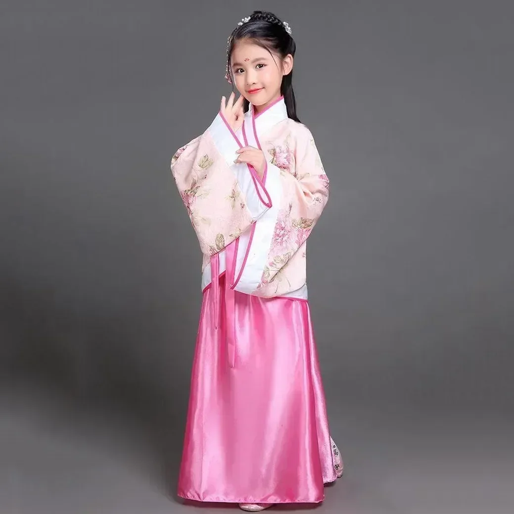 Hanfu Kinderen 2024 Chinese Kostuum Kids Bloemenmeisje Jurken Traditonal Podiumkleding Vrouwen Danskostuum Volwassen Sprookjesjurk
