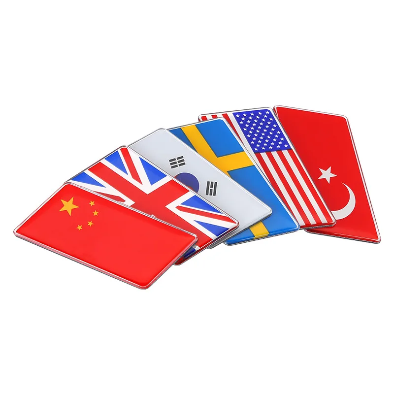 Car Flag Decal Metal Crystal Emblem Badge Germany Italy France China UK USA Side Sticker Auto Exterior Accessories