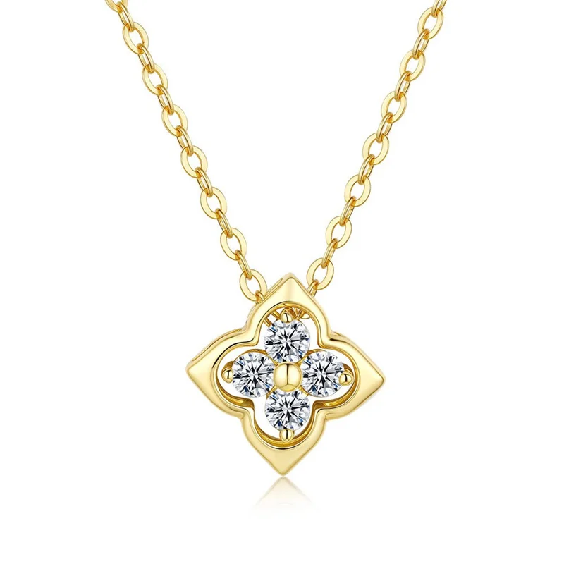 

ZFSILVER модное серебро 925 пробы цвет D белый муассанит золото ожерелье Lucky Clover мужские подвески женские вечерние ювелирные изделия подарок KJ189