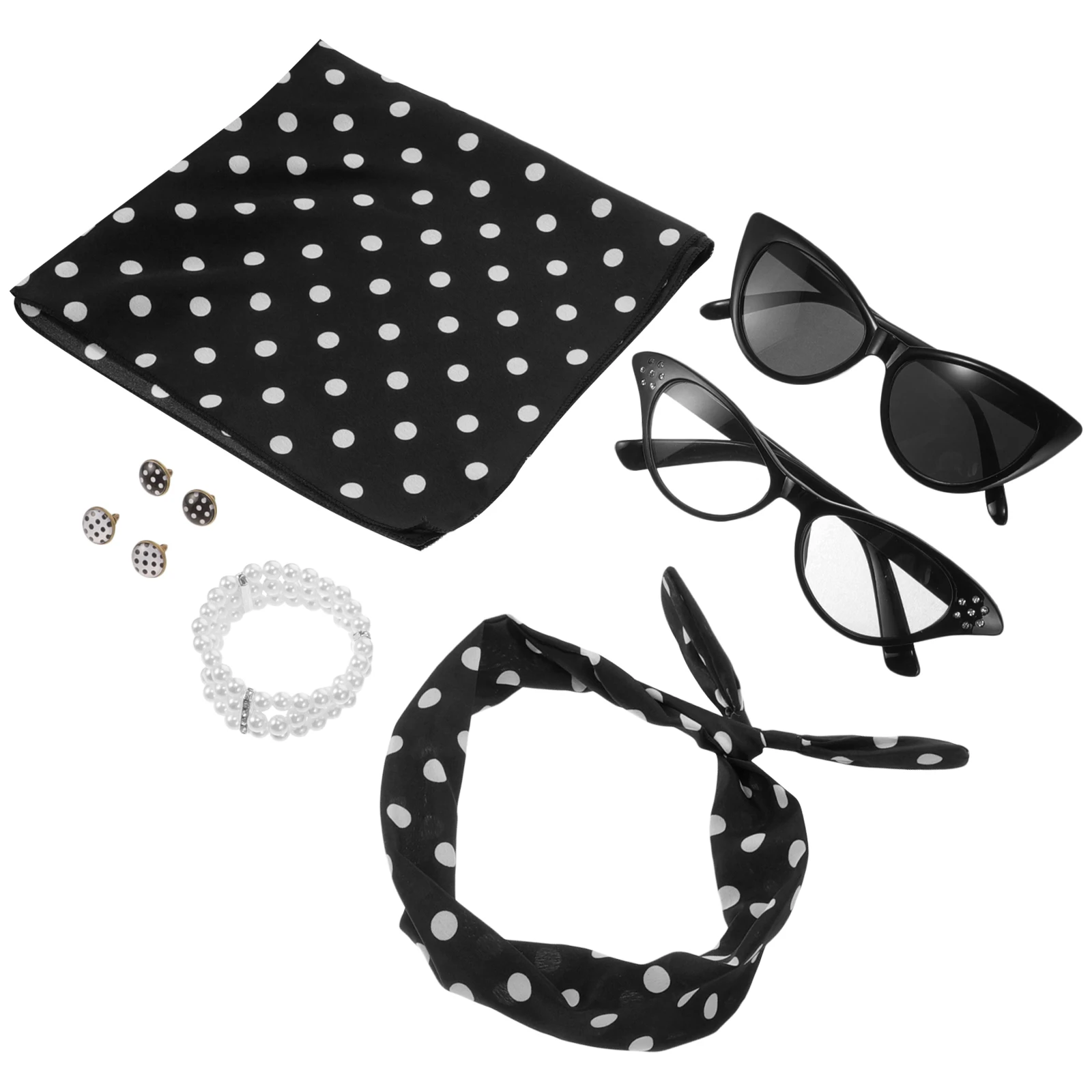 

Headb Set 50s Costume Accessories Lightweight Plastic Miss Bracelet Sunglasses Retro Cosplay Props Women Party Decorations
