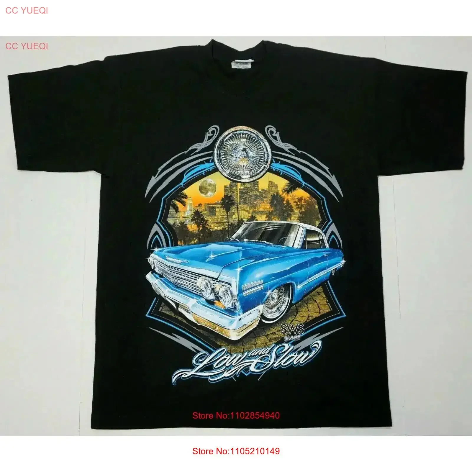 NEW LOWRIDER Low Slow T shirt Let's Cruise Urban Streetwear Men's Black vintage Washed Comfortable Versatile Soft fashion