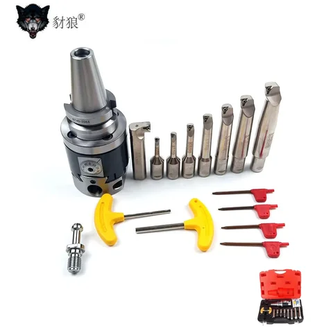 1 Set BT30 BT40 BT50 NT30 NT40 NT50 SK30 SK40 SK50 MT3 MT4 MT5 R8 NBH2084 Boring Head Set 8PCS Boring Rod For Fine Boring Lathe