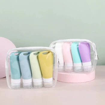 3/4Pcs 90ml Perforated Dispenser Bottle Soft Silicone Dispenser Set Cosmetic Jar Mini Travel Bottle Shampoo Storage Bottle
