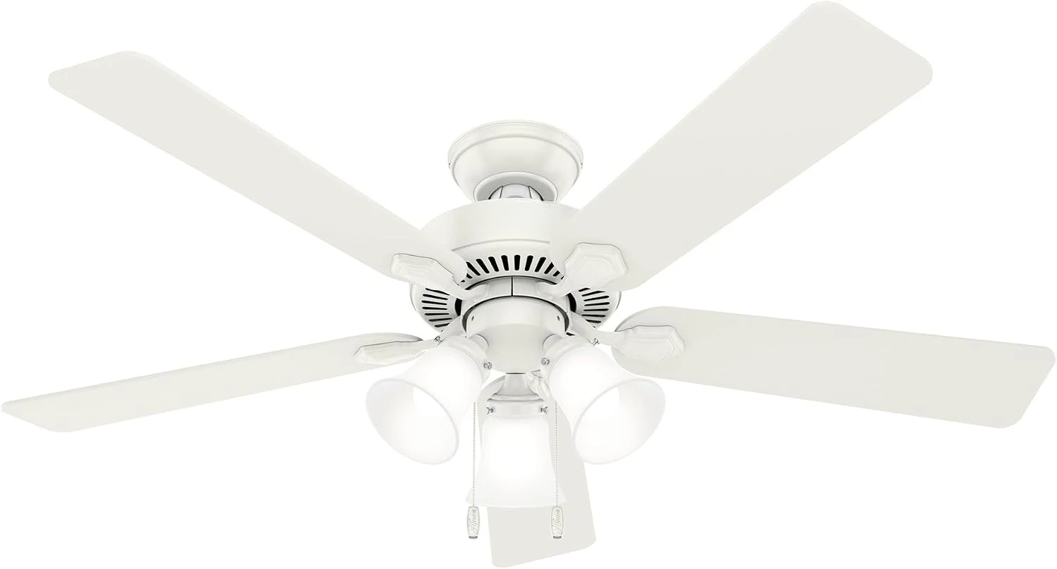 Ceiling Fan High-Quality Metal , 52 inch, Fwith Lights Indoor Use All Seasons Universal Fresh White