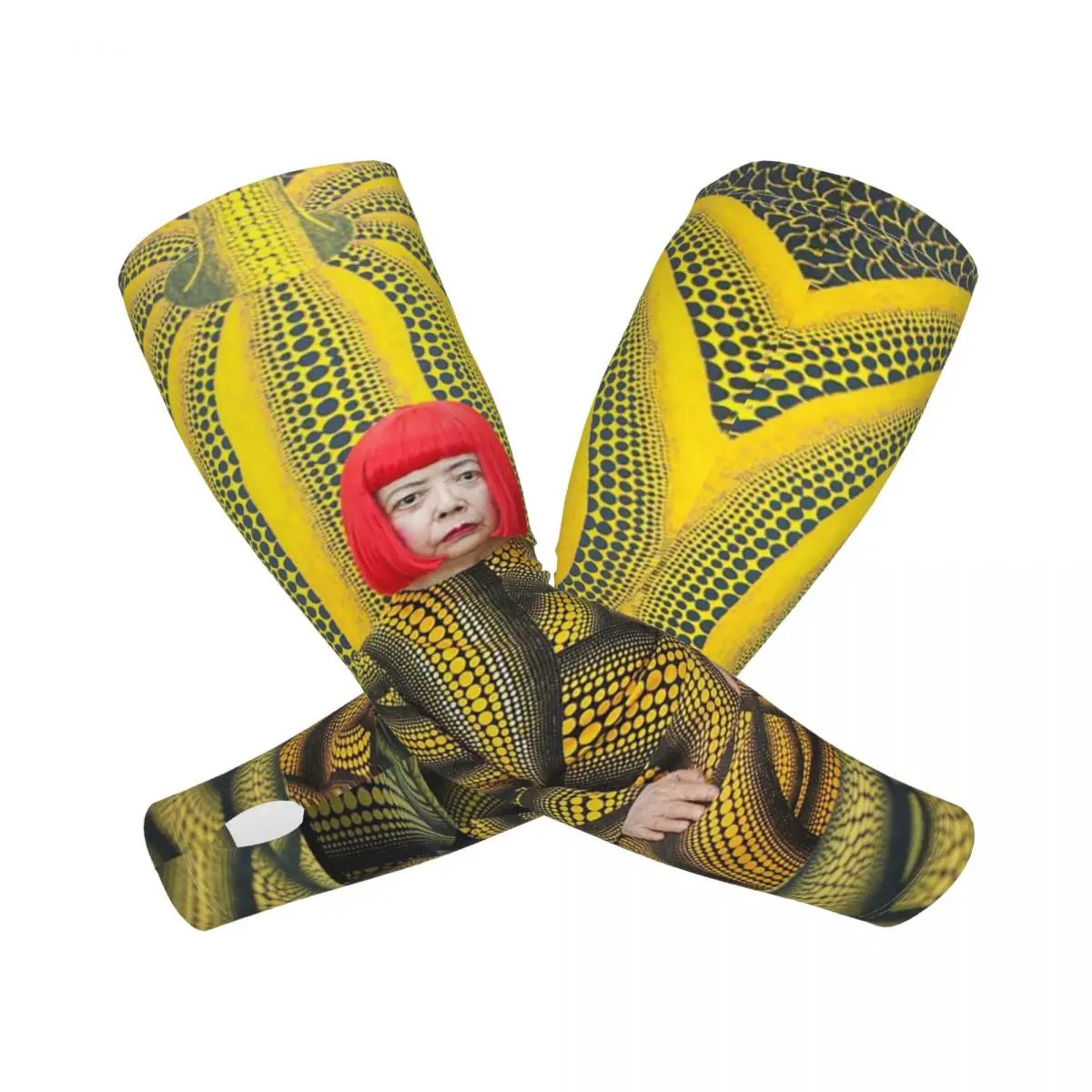 لوحة تجريدية من Yayoi Kusama (8) أكمام أذرع تبريد خارجية من الشمس فوق البنفسجية غطاء حماية صيفي من الحرير الجليدي لركوب الدراجات وأكمام وشم