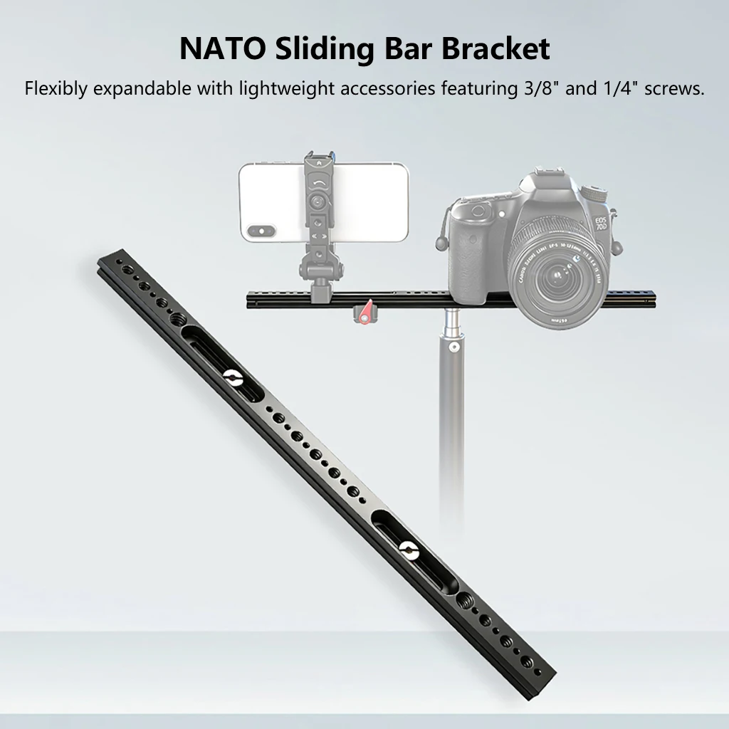 

Расширительная пластина NATO Rail Extension Cheese Plate для видеосъемки с легким расширением возможностей, с отверстиями Arri 1/4 и 3/8 для крепления DSLR-камер и ригов