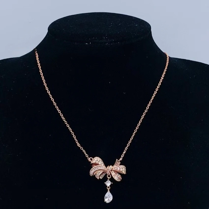 

2025 вневременное классическое ретро ожерелье с умным бантом, простое маленькое универсальное ожерелье-цепочка на ключицу для женщин