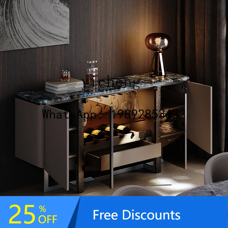 

Cabinet living room dining integrated storage cabinet against the wall high-end light luxury storage red wine cabinet