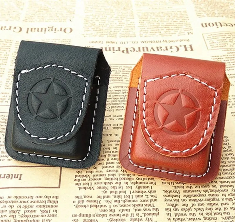 Genuine Leather Lighter Case Cowhide Custom Protective Sleeve Lighter Storage Holster Belt Bag Handmade for Zippo Lighter Shell