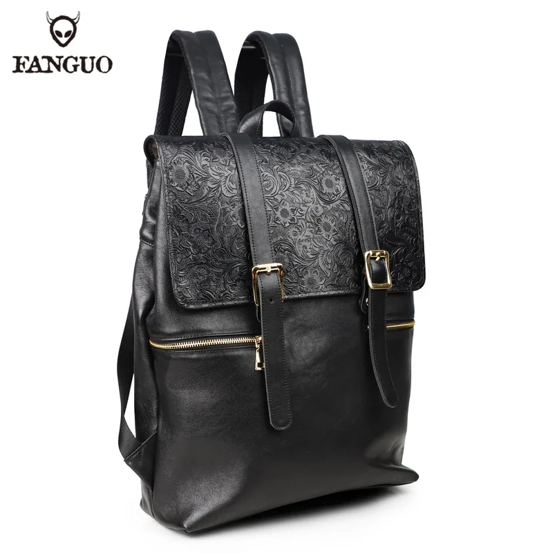 Fashion Trend Soft Leather Travel Backpacks Women's Double Zipper Shoulder Bags Totes Large Capacity Notebook School Bagpack