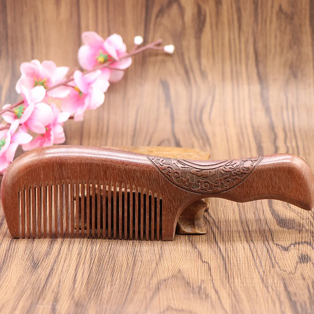 Premium Red Sandalwood Comb for Hair Styling and Scalp Massage Non Scratch Anti Static Wooden Comb Smooth Teeth Circulation