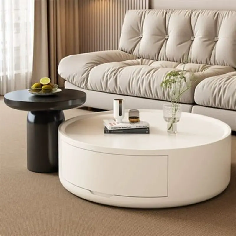 Combination coffee table black and white household living room small apartment round combination mushroom