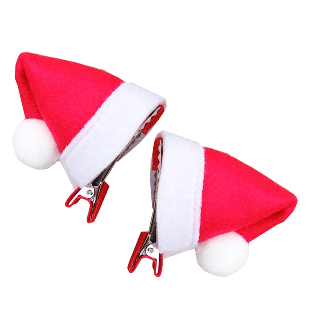 

2pcs Christmas Hat Hair Clips Cute Mini Santa Hairpins Lightweight Festive Barrettes Holiday Party Accessories Women Girls Tiny