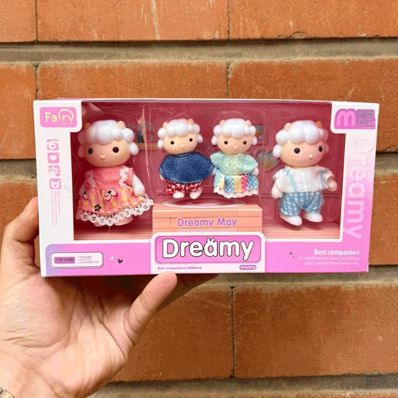 4 pezzi casa delle bambole foresta famiglia bambola coniglio pecora minitaturo set di mobili per bambole con scatola finta gioca simulazione casa delle bambole giocattoli