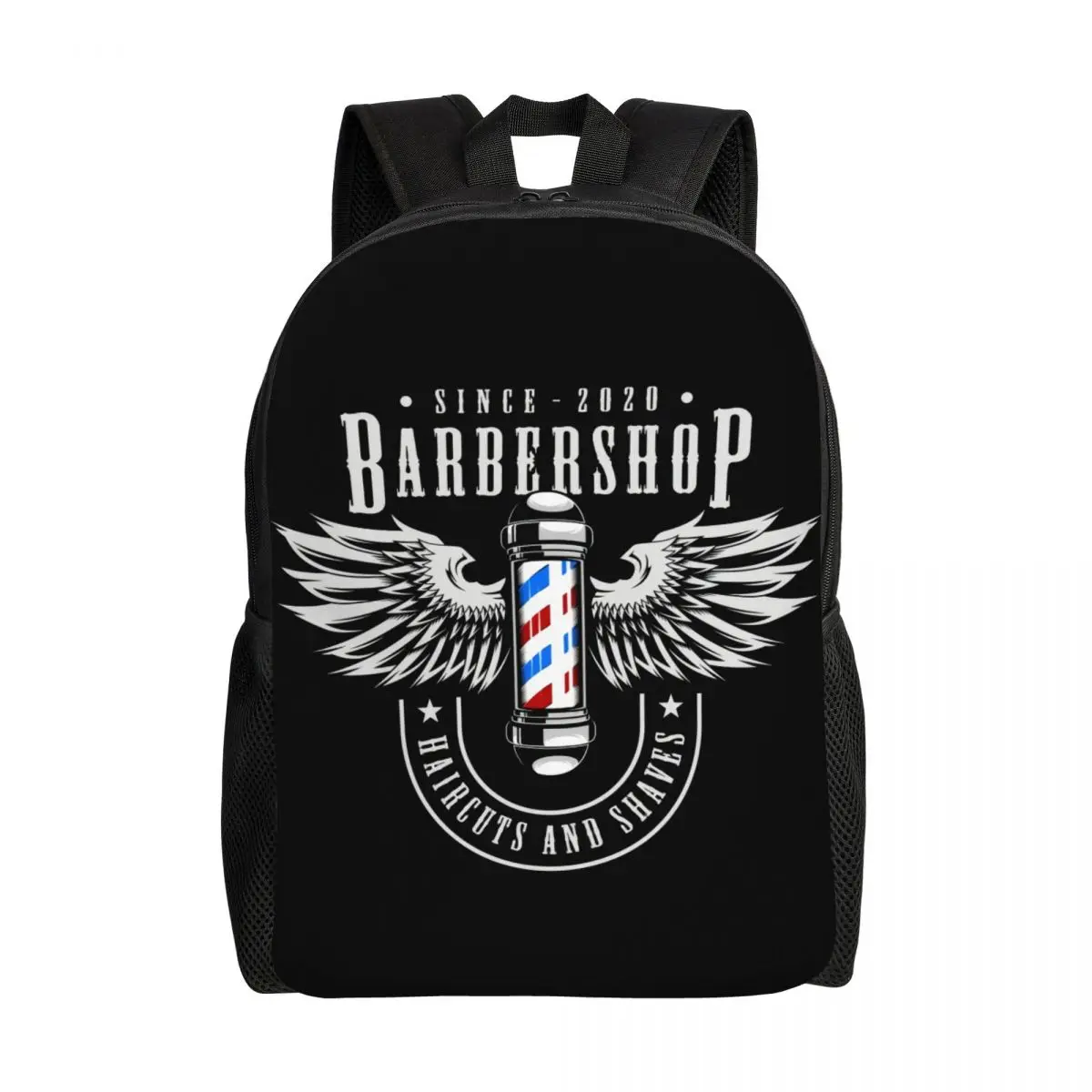 Barber Pole And Crown Backpacks Vintage Barbershop School College Travel Bags Men Women Bag Fits Laptop Large Capacity Backpack