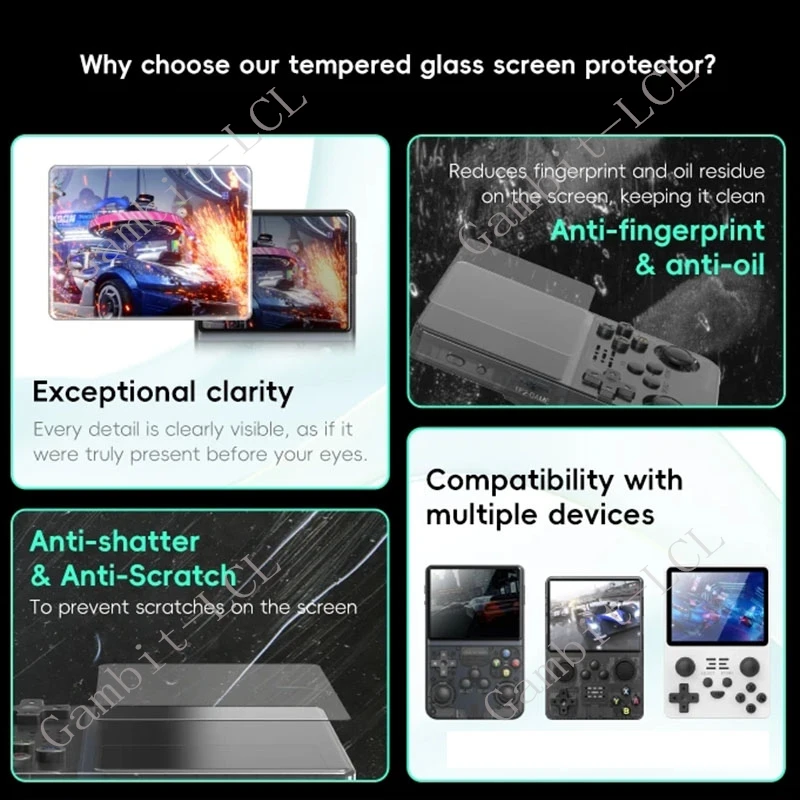 2PCS FÜR R36 Ultra Max Pro Plus Handheld Spielkonsole Gehärtetem Glas AUF R36Ultra R36Pro R36Max 9H HD Screen Protector Film Abdeckung
