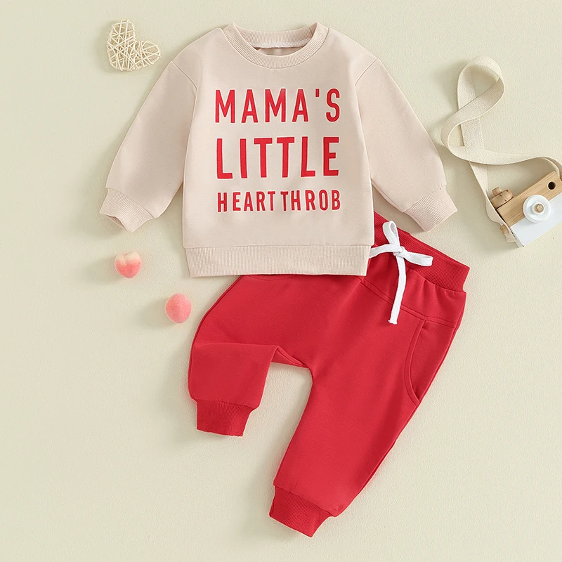 0-3 Years Toddler Baby Boy Clothing Spring Outfits Pullover Sweatshirts Long Pants Set for Valentine s Day