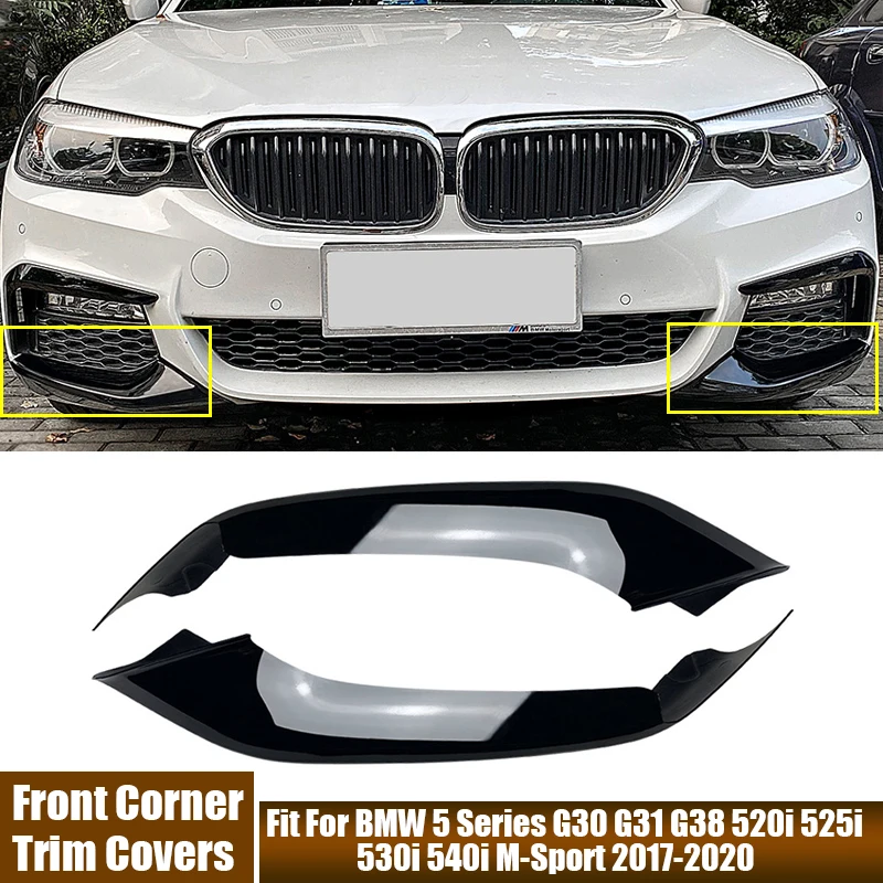 

2Pcs Car Front Bumper Side Corner Trim Covers Fit For BMW 5 Series G30 G31 G38 520i 525i 530i 540i M-Sport 2017 2018 2019 2020