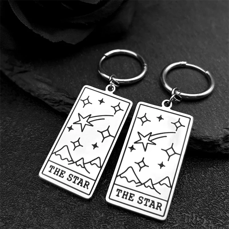 Tarot Cards Drop Earrings The Star Mountain for Women Men Tarot Stainless Steel Silver Color Divination Amulet Earrings Jewelry image 5