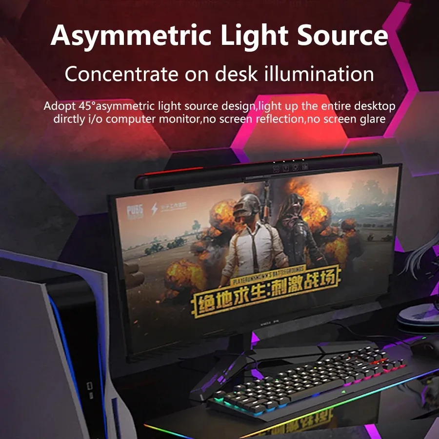 LED Desk Lamp USB Screen Hanging Light Curved Screen Monitor Light Bar RGB Background Atmosphere Lights Gaming Room Decoration