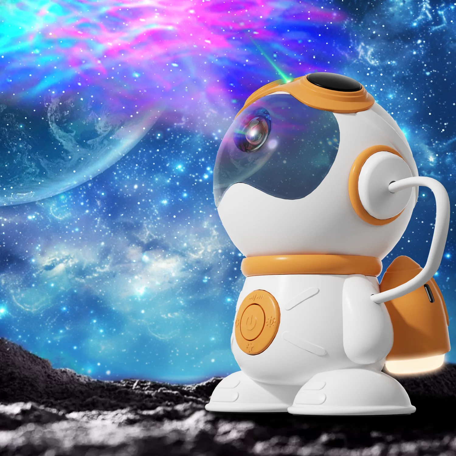 

Back Rocket Astronaut Star Projection Lamp Full of Stars Ambient Night Lights Spaceman Laser Nebula Lights