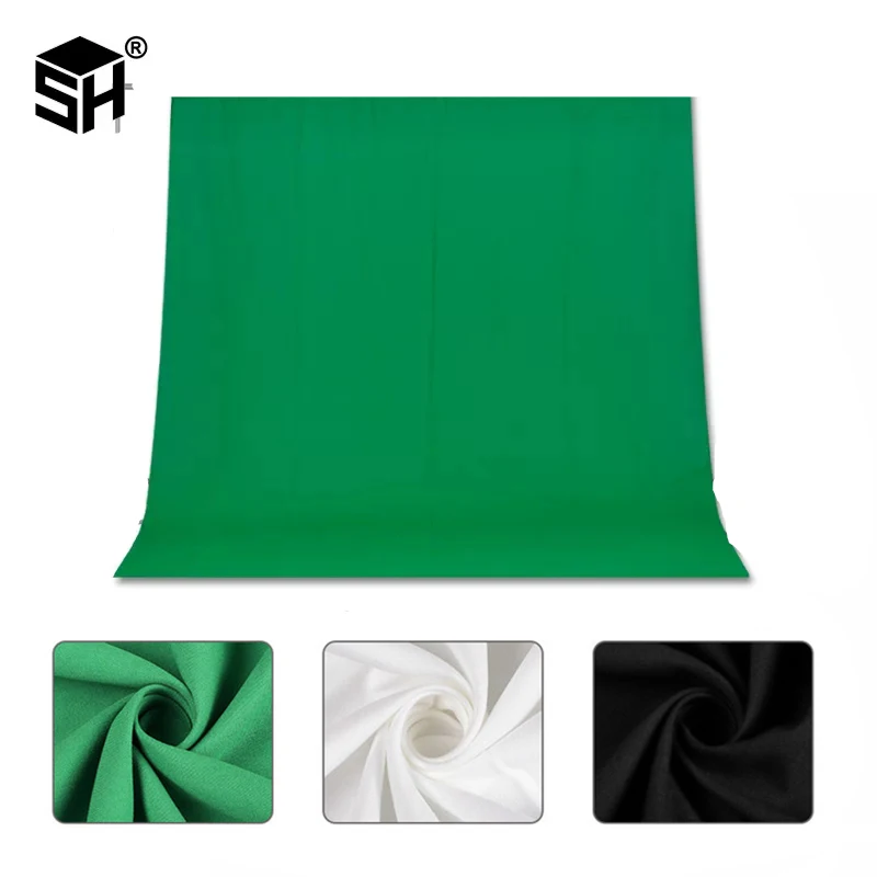 Photography Green Screen Backdrops Green/White/Black/Blue/Grey Muslin Polyester-cotton Professional Background for Photo Studio