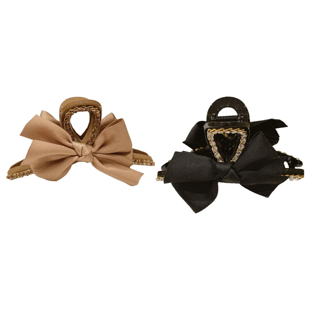 

2 Pcs Hair Clip Grip Girl Bowknot Woman Big Hairpin Creative Clamp Black Headdress Women's