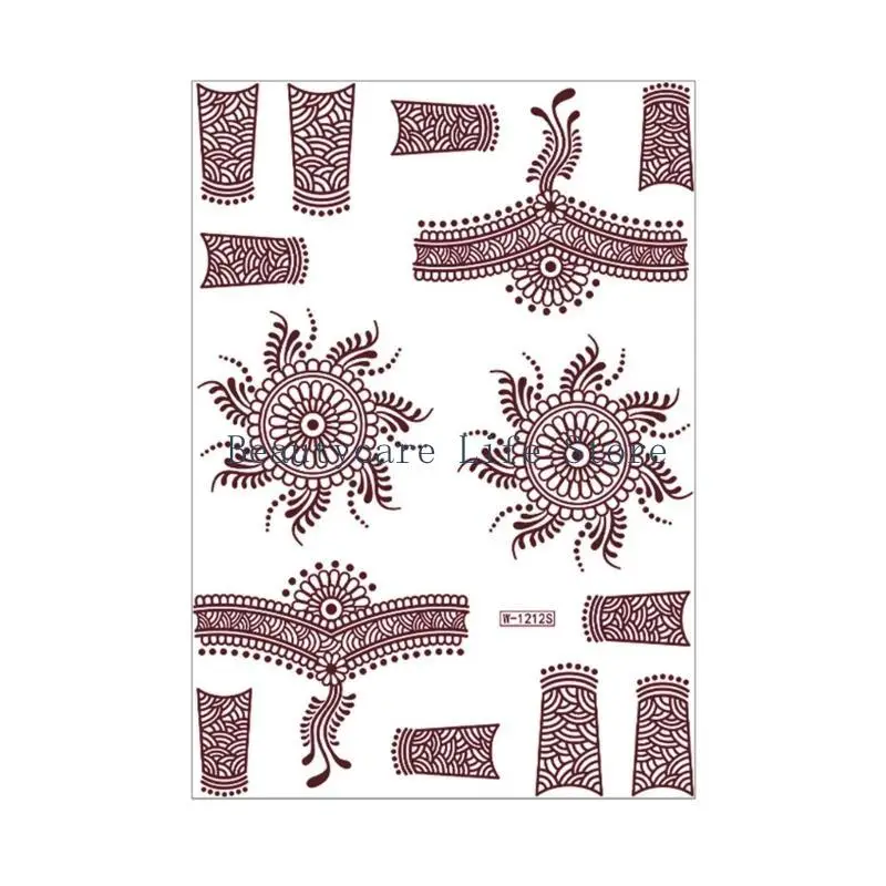 

652C 9 листов временные татуировки для женщин девочек цветочные татуировки наклейки коричневые кружева